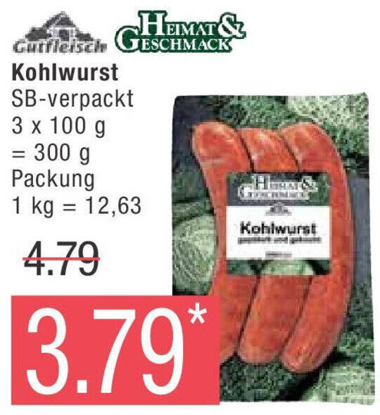 Marktkauf Gutfleisch Kohlwurst 300 g Packung Angebot