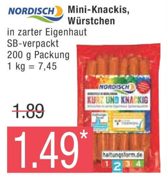 Marktkauf NORDISCH Mini-Knackis, Würstchen 200 g Packung Angebot