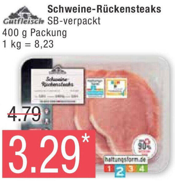 Marktkauf Gutfleisch Schweine-Rückensteaks 400 g Packung Angebot