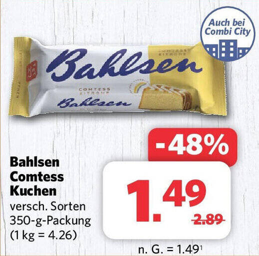 Combi Bahlsen Comtess Kuchen versch. Sorten 350-g-Packung Angebot