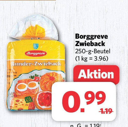 Combi Borggreve Zwieback 250-g-Beutel Angebot