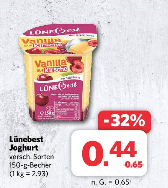 Combi Lünebest Joghurt versch. Sorten 150-g-Becher ( Angebot
