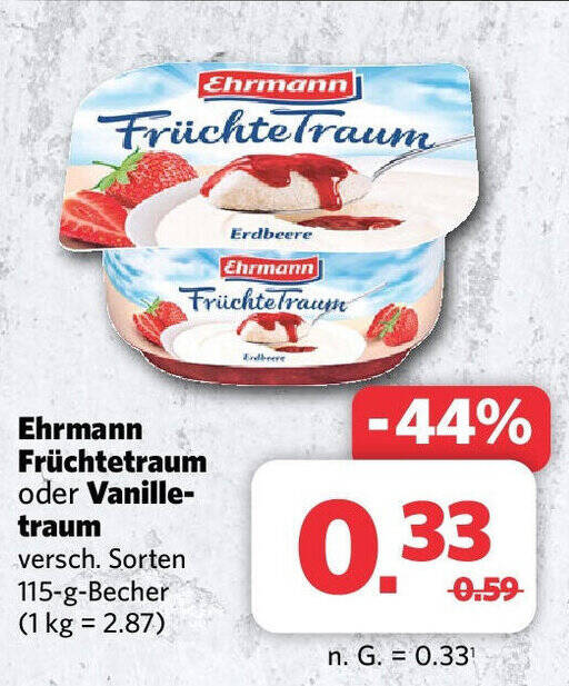 Combi Ehrmann Früchtetraum oder Vanilletraum versch. Sorten 115-g-Becher Angebot