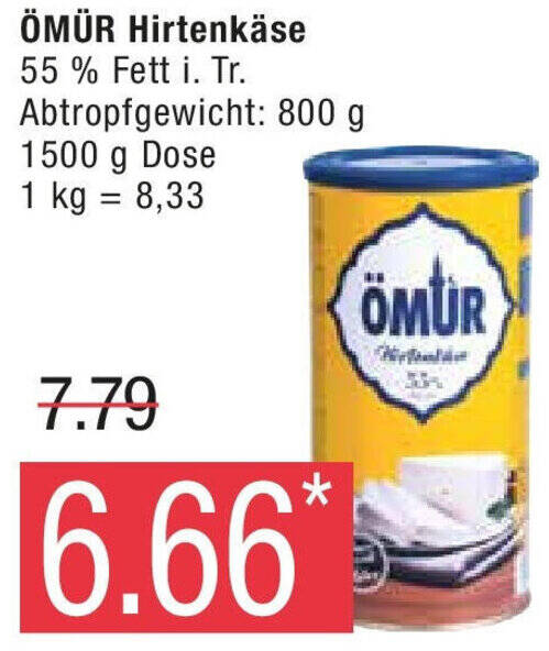 Marktkauf ÖMÜR Hirtenkäse 1500 g Dose Angebot