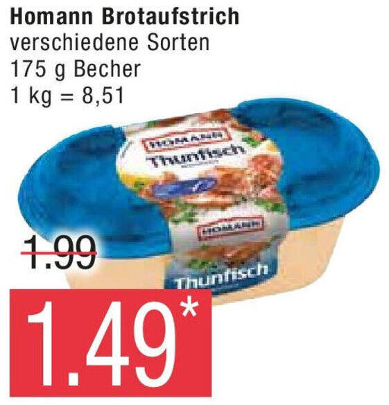 Marktkauf Homann Brotaufstrich 175 g Becher Angebot