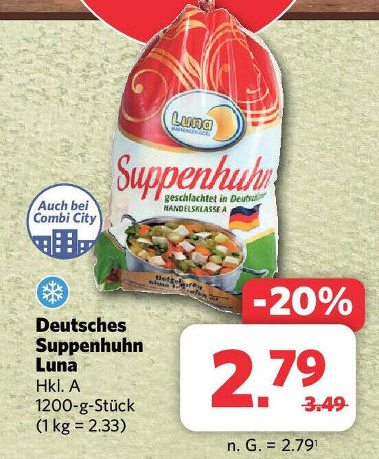 Combi Deutsches Suppenhuhn Luna Hkl. A 1200-g-Stück Angebot