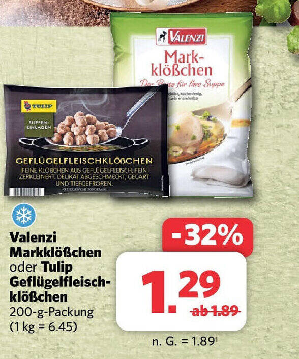 Combi Valenzi Markklößchen oder Tulip Geflügelfleischklößchen 200-g-Packung Angebot