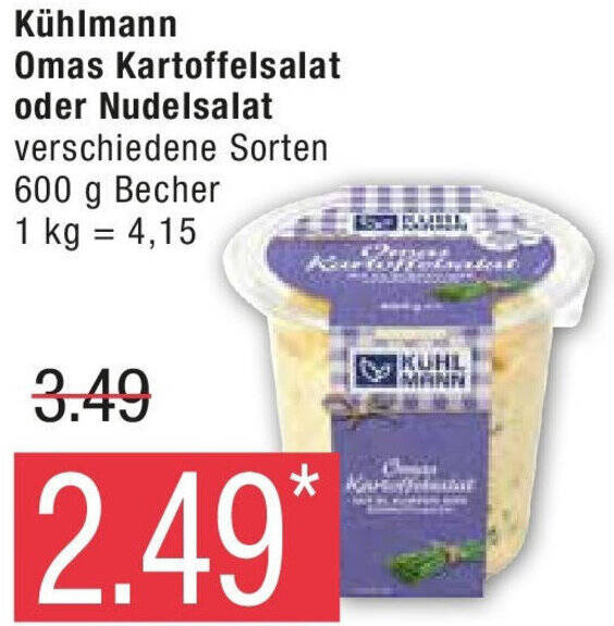 Marktkauf Kühlmann Omas Kartoffelsalat oder Nudelsalat 600 g Becher Angebot