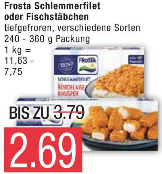 Marktkauf Frosta Schlemmerfilet oder Fischstäbchen 240-360 g Packung Angebot