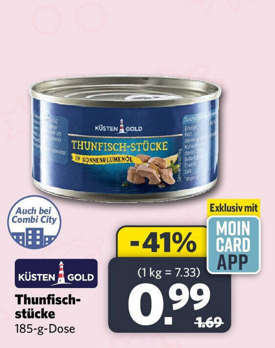 Combi KÜSTEN GOLD Thunfisch-stücke 185-g-Dose Angebot