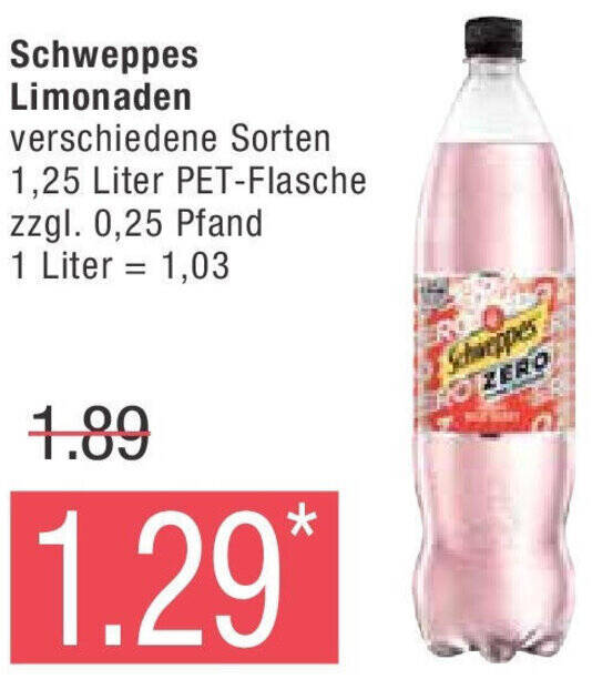 Marktkauf Schweppes Limonaden 1,25 Liter PET-Flasche Angebot