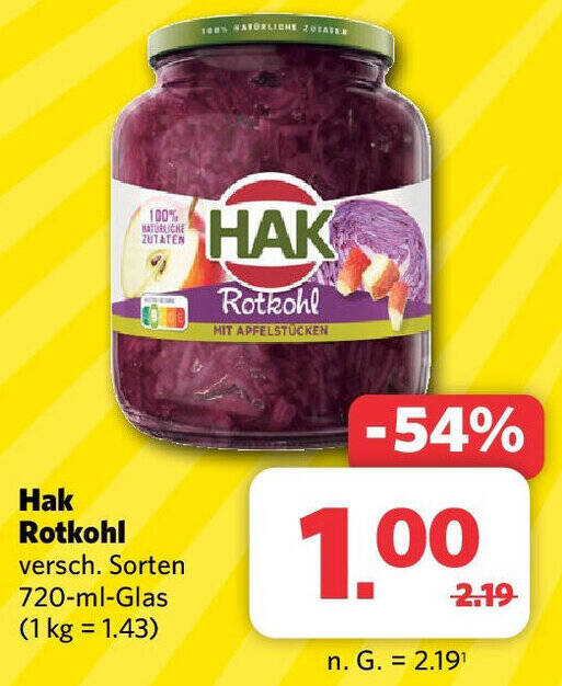 Combi Hak Rotkohl versch. Sorten 720-ml-Glas Angebot