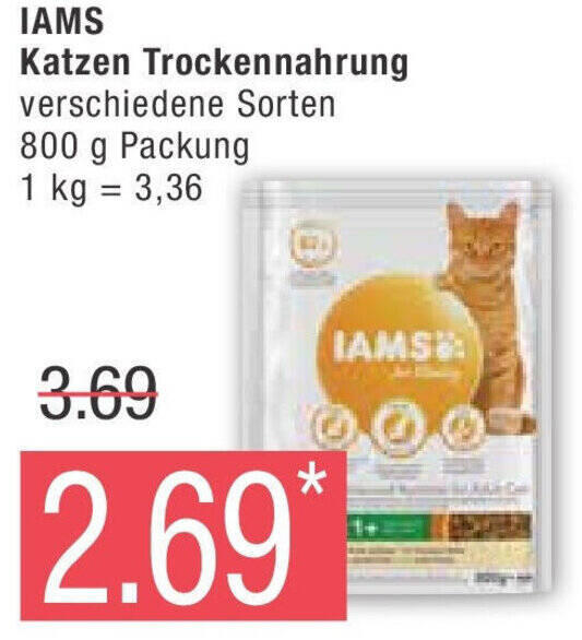 Marktkauf IAMS Katzen Trockennahrung 800 g Packung Angebot