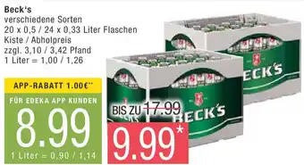 Marktkauf Beck's 20 x 0,5/24 x 0,33 Liter Flaschen Angebot