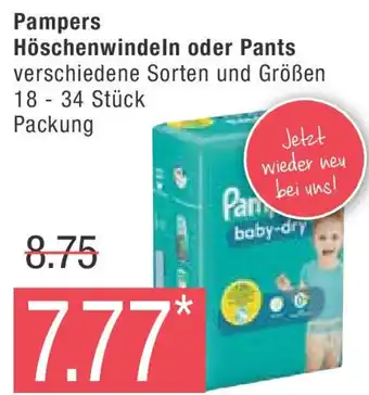 Marktkauf Pampers Höschenwindeln oder Pants 18 - 34 Stück Packung Angebot