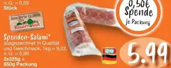 Edeka Bauern Gut Spenden-Salami 650 g Packung Angebot