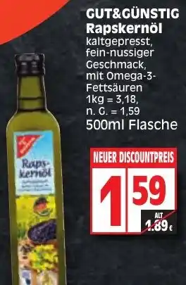 Edeka GUT&GÜNSTIG Rapskernöl 500ml Flasche Angebot