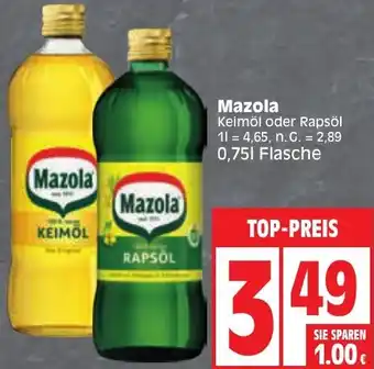 Edeka Mazola Keimöl oder Rapsöl 0,75 L Flasche Angebot