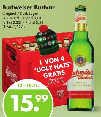 Trink und Spare Budweiser Budvar Original / Dark Lager je 20x0,5L/24x0,33L Angebot