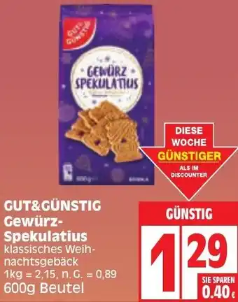 Edeka GUT&GÜNSTIG Gewürz-Spekulatius 600 g Beutel Angebot