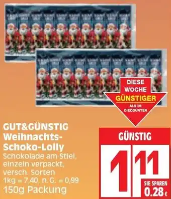 Edeka GUT&GÜNSTIG Weihnachts-Schoko-Lolly 150 g Packung Angebot