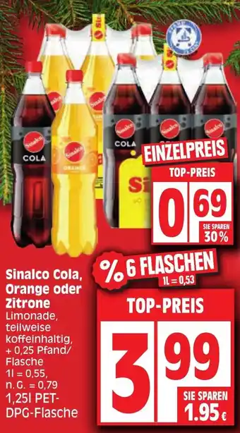 Edeka Sinalco Cola, Orange oder Zitrone 1,25 L Angebot