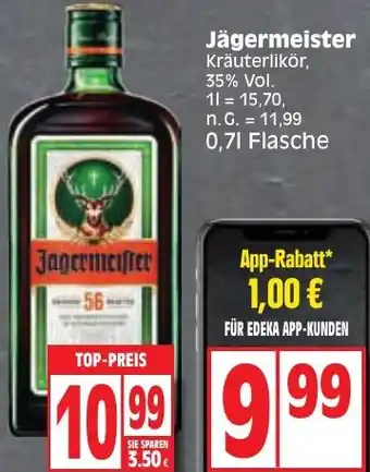 Edeka Jägermeister Kräuterlikör 0,7 L Flasche Angebot