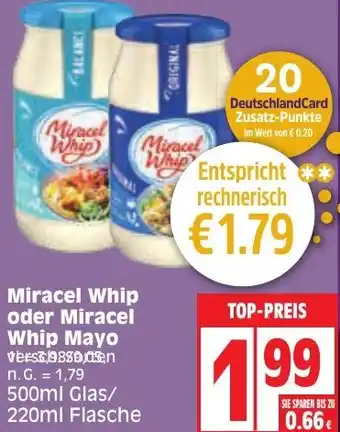 Edeka Miracel Whip oder Miracel Whip Mayo 500ml Glas/ 220ml Flasche Angebot