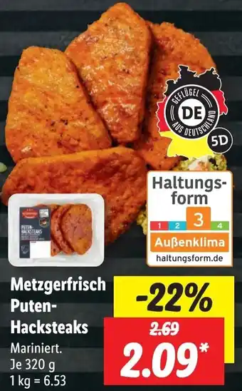 Lidl Metzgerfrisch Puten Hacksteaks 320 g Angebot