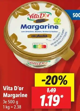 Lidl Vita D'or Margarine 500 g Angebot