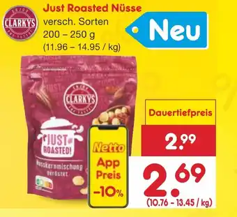 Netto Marken-Discount CLARKYS Just Roasted Nüsse versch. Sorten 200-250 g Angebot