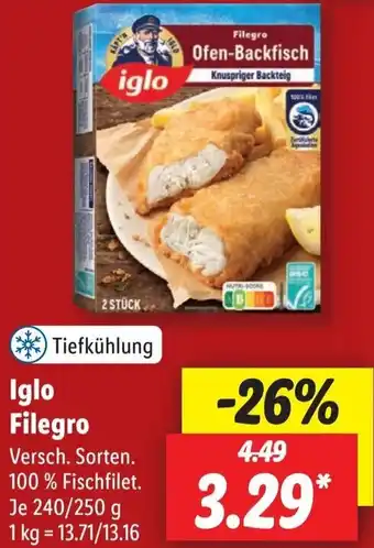 Lidl Iglo Filegro 240/250 g Angebot