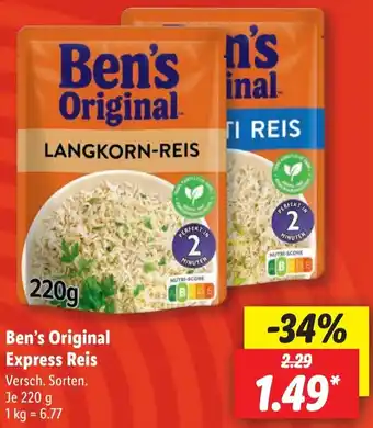 Lidl Ben's Original Express Reis 220 g Angebot