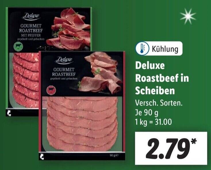 Deluxe Roastbeef in Scheiben 90 g Angebot bei Lidl