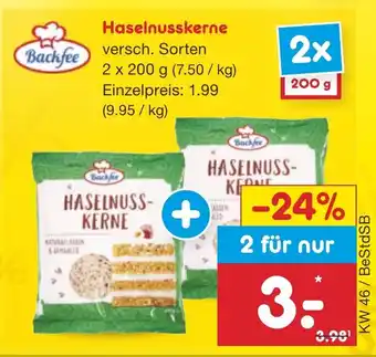 Netto Marken-Discount Backfee Haselnusskerne versch. Sorten 2 für nur Angebot