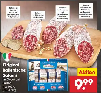 Netto Marken-Discount Original italienische Salami im Geschenk-karton 4 x 160 g Angebot