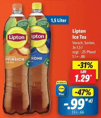 Lidl Lipton Ice Tea 1,5 L Angebot