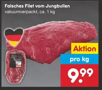 Netto Marken-Discount Falsches Filet vom Jungbullen vakuumverpackt pro kg Angebot