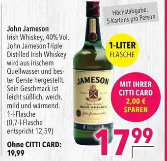 CITTI Markt John Jameson Irish whiskey 1L Angebot