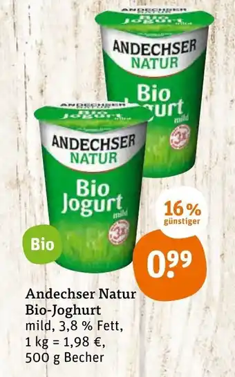 tegut Andechser Natur Bio-Joghurt 500g Angebot