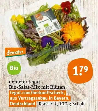 tegut Demeter tegut... Bio-Salat-Mix mit Bluten 100g Angebot