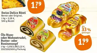 tegut Olz Nuss- oder Mohnstrudel, Butter- oder Rozinenzopf 350/500/600g Angebot