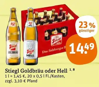 tegut Stiegl Goldbrau oder Hell 20*500ml Angebot