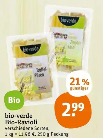 tegut Bio-verde Bio-Ravioli 250g Angebot