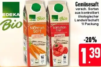 Edeka EDEKA Bio Gemüsesaft 1 L Packung Angebot