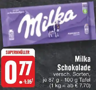 Edeka Milka Schokolade 87 g - 100 g Tafel Angebot