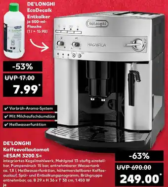 Kaufland DE'LONGHI Kaffeevollautomat ESAM 3200.S Angebot