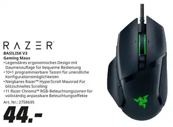 MediaMarkt RAZER BASILISK V3 Gaming Maus Angebot
