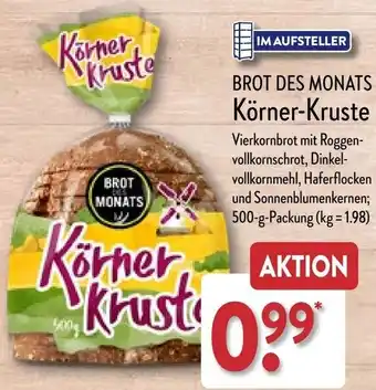 Aldi Nord BROT DES MONATS Körner Kruste 500 g Packung Angebot