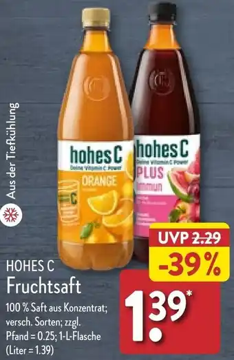 Aldi Nord HOHES C Fruchtsaft 1 L Flasche Angebot